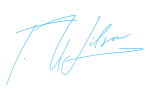 Elegant Signature in Light Blue Ink